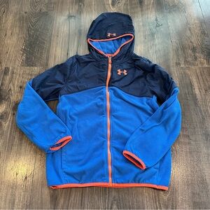 GUC Under Armour Coldgear Loose Fit Full Zip Hoodie fleece Jacket Youth YLG L